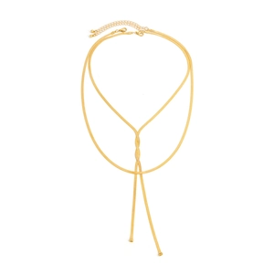 Detail der goldenen zweilagigen Schlangenkette mit Y-Quaste und verstellbarem Karabiner