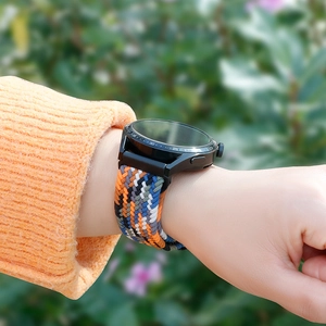 Adjustable nylon braided stretch watch strap for Samsung Galaxy with black metal clasp