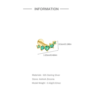 Detailed size specifications and material info of the green zircon 925 silver earring