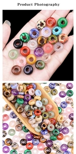 Detailed view of colorful 6x12mm large hole natural stone beads for DIY jewelry making