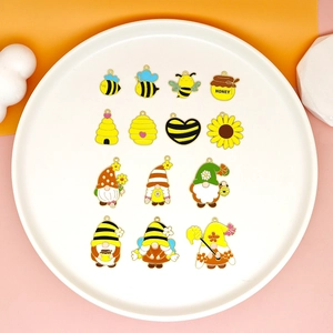 Set of 14 DIY bee and sunflower enamel alloy pendants for jewelry making and crafts