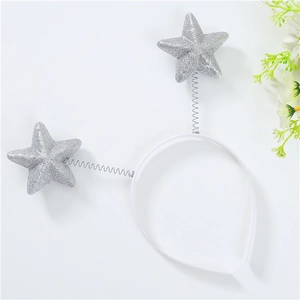 Glittery silver star headbands for Valentine's Day with bouncy metal springs on white band