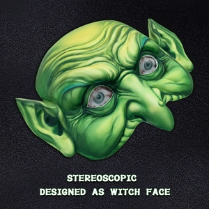 Creepy green witch latex mask with wrinkled texture for Halloween party stage props
