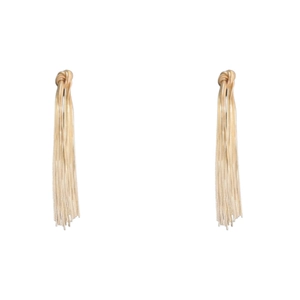 Elegant gold knot tassel earrings with long metallic brushed chains for women