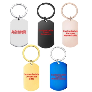 Lot de porte-clés dog tag en cinq couleurs : argent, noir, doré, or rose et bleu brillant