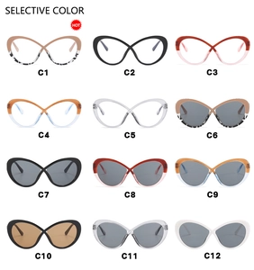 Grid display of oval cross frame glasses in various colors like leopard and transparent