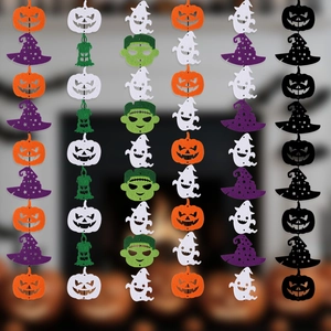 Halloween hanging felt garland set featuring pumpkin bat and ghost party decorations