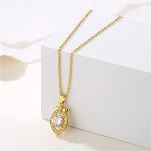 Elegant gold-plated stainless steel necklace with sparkling zircon waterdrop pendant