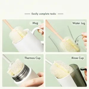 Multifunctional long-handle sponge cup brush for cleaning mugs and bottles