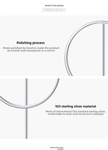 Detailed view of polished S925 sterling silver hoop with skin-friendly smooth surface