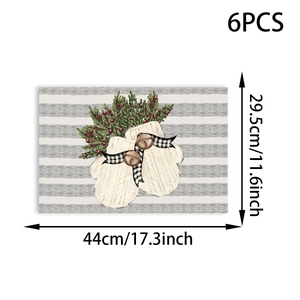 Set of 6 Christmas placemats with white pumpkin and berry design, size 44x29.5 cm