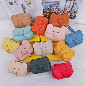 Collection of leather elephant-shaped coin purses in multiple colors with pebbled texture