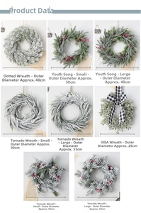 Comparaison détaillée de huit styles de couronnes de Noël avec neige et pommes de pin