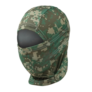 Detail of windproof digital camouflage balaclava mask with breathable fabric for cycling