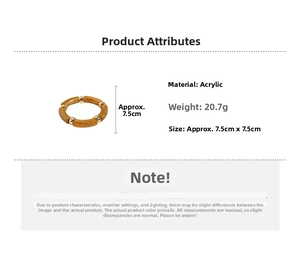 Detailed specs of the brown acrylic bamboo link bracelet with golden metal spacers