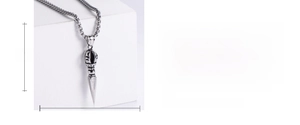 Detail view of vintage Vajra pestle pendant with precise dimensions 45mm x 12mm
