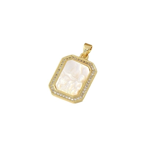 Exquisite gold-plated shell pendant necklace with mother of pearl and zircon details
