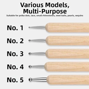 Set of 5 wooden dotting tools with varying metal ball tips for clay and nail art