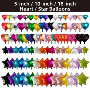 Herz Und Stern Geformte Aluminiumfolienballons Metallisches Glänzendes Finish Hochzeit Geburtstag Party Deko Mehrfarbig