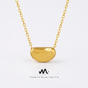 Minimalist Titanium Steel Bean Pendant Necklace For Women Gold Silver Plated Elegant Lucky Bean Clavicle Chain Jewelry