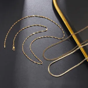 Golden stainless steel chain set including rope and snake link necklace styles for women