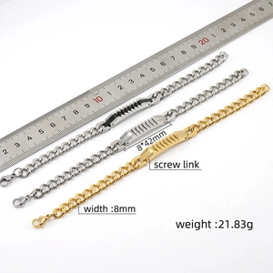 Mesure détaillée des bracelets gourmette de 8mm en acier inoxydable pour hommes en or et argent