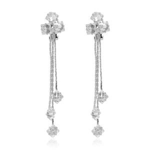 Long Tassel Clip On Earrings Alloy Geometric Cubic Zirconia No Piercing Ear Cuffs Elegant Jewelry For Women