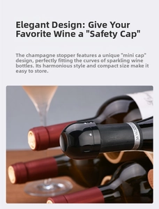 Detailed view of the mini hat-shaped champagne stopper for sealing sparkling wine bottles