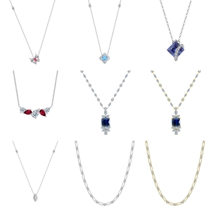 Collection of S925 sterling silver necklaces with premium 8A cubic zirconia pendants