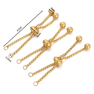 Adjustable gold plated stainless steel slider chain extensions with size measurements