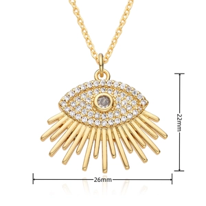 Detailed view of the Evil Eye pendant dimensions showing 22mm height and 26mm width