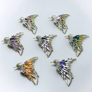 Phoenix Brooch Alloy Colorful Enamel Rhinestone Long Tail Elegant Bird Pin For Women Suit Accessories