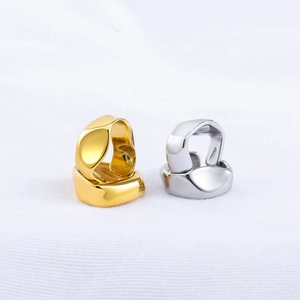 Irregular geometric gold and silver plated titanium steel rings with a polished finish