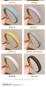 Collage showing various colors of thick woven textured sponges headbands for women