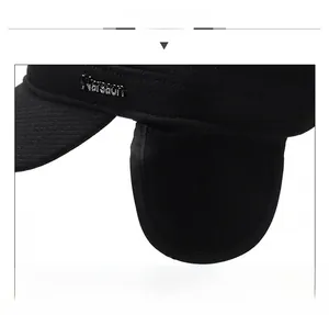 Detail of winter thermal hat showing thick fabric texture and protective ear flaps