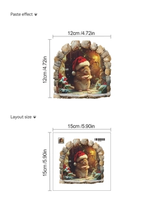 Dimensions détaillées du sticker mural de Noël avec tailles de collage et de mise en page