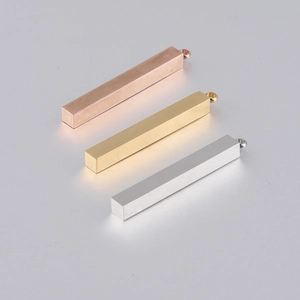Stainless Steel Cuboid Bar Pendant Mirror Polished Vertical Long Strip Blank Charm For Jewelry Making DIY Necklace Accessory