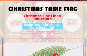 Close-up of red and white snowflake pattern on a rustic fine linen Christmas table runner