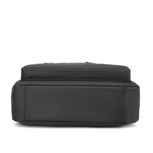 Large capacity black nylon messenger bag for men with wide base and multi-pocket design