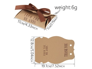 Detailed dimensions of kraft paper pillow gift box showing flat and folded size specs