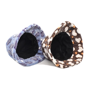 Bobs d'hiver en peluche avec motif de cœur et imprimés abstraits avec cordons réglables