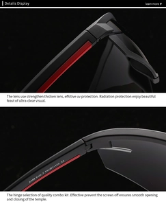 Detail view of model 2466 sporty sunglasses with thick UV protection lenses and CE mark
