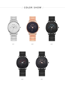 Fashionable ultra-thin men's quartz watches with dual-dial design in multiple colors