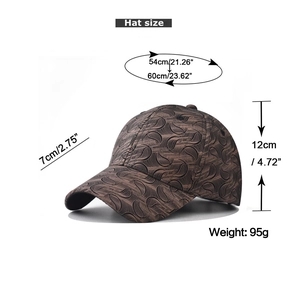 Casquette de baseball marron avec motifs en losange et mesures de taille réglables