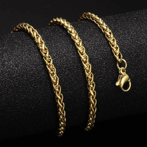 Collier chaîne épi en acier inoxydable doré style hip hop avec fermoir mousqueton