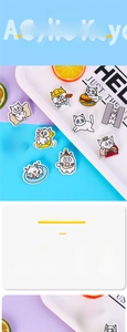 Detailed macro view of high-definition printed acrylic cat brooches with glossy finish