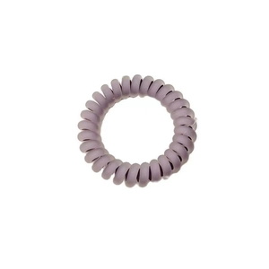 Detail of durable frosted light purple spiral phone cord hair tie for high elastic ponytail