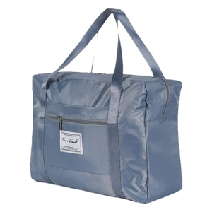 Large capacity blue-grey Oxford fabric travel bag with front zipper and dual handles