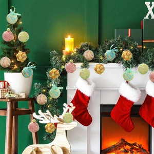 8cm macaron colorful Christmas foam balls with glitter texture for tree decoration