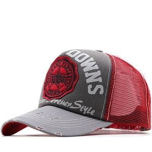 Vintage Trucker Hat Washed Cotton Mesh Distressed Baseball Cap Embroidered Patch Breathable Adjustable Snapback For Unisex